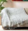 Blue Cotton Geometric 84x60 Inches Sofa Throw