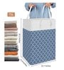 Blue Linen Cotton Foldable 75 Ltr Laundry Basket (1Pc)