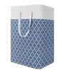 Blue Linen Cotton Foldable 75 Ltr Laundry Basket (1Pc)