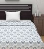 Blue Cotton Patterned 120 GSM Single Bed Dohar