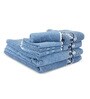 Blue Cotton Patterned 500 GSM Towel Set 8 Pieces
