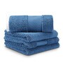 Blue Cotton Patterned 500 GSM Towel Set 8 Pieces