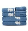 Blue Cotton Patterned 500 GSM Towel Set 8 Pieces