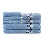Blue Cotton Patterned 500 GSM Towel Set 8 Pieces