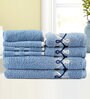 Blue Cotton Patterned 500 GSM Towel Set 8 Pieces