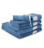 Blue Cotton Patterned 500 GSM Towel Set 8 Pieces