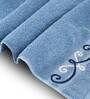 Blue Cotton Patterned 500 GSM Towel Set 8 Pieces
