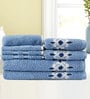Blue Cotton Patterned 500 GSM Towel Set 8 Pieces