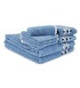 Blue Cotton Patterned 500 GSM Towel Set 8 Pieces