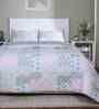 Blue Cotton Polyester Floral Print 110 GSM Double Bed Quilt