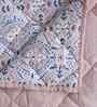 Blue Cotton Polyester Floral Print 110 GSM Double Bed Quilt