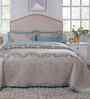 Blue Cotton Polyester Floral Print 145 GSM Double Bed Quilt