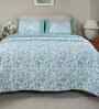 Blue Cotton Polyester Fruit Print 115 GSM Double Bed Quilt
