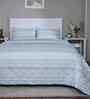Blue Cotton Polyester Geometric Print 110 GSM Double Bed Quilt