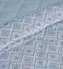Blue Cotton Polyester Geometric Print 110 GSM Double Bed Quilt
