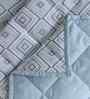 Blue Cotton Polyester Geometric Print 110 GSM Double Bed Quilt