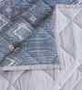 Blue Cotton Polyester Geometric Print 110 GSM Single Bed Quilt