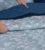 Blue Cotton Polyester Geometric Print 121 GSM Double Bed Quilt