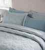 Blue Cotton Polyester Solid & Self Design 145 GSM Double Bed Quilt