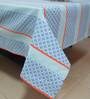 Abstract Pattern Blue Cotton 89X59 Inch Table Cloth