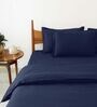 Blue Cotton 210TC Colors Striped Heavy Winter Double 400GSM Bedding Set 1 Comforter 1 Bedsheet 2 Pillow Covers