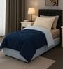 Blue Cotton 210TC Solid Plain All Weather Single 150GSM Reversible Comforter