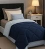 Blue Cotton 210TC Solid Plain All Weather Single 150GSM Reversible Comforter