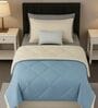 Blue Cotton 210TC Solid Plain All Weather Single 150GSM Reversible Comforter