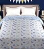 Blue Abstract Cotton 80 GSM Double Bed Reversible Dohar