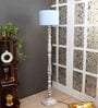 Blue Cotton Shade Novelty Floor Lamp Mango Wood Base