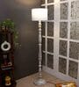 Blue Cotton Shade Novelty Floor Lamp Mango Wood Base