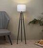 Blue Cotton Shade Tripod Floor Lamp Iron Base