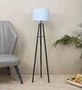 Blue Cotton Shade Tripod Floor Lamp Iron Base