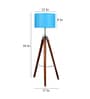 Athens Blue Cotton Shade Tripod Floor Lamp With Mango wood Base