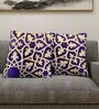 Blue Cotton Silk Embroidered 16 x16 inch Set of 2 Cushion Covers