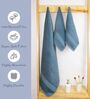Blue Cotton Solid  500 GSM Bath & Hand Towels Pack of 3 (1Bath 2 Hand)