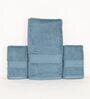 Blue Cotton Solid  500 GSM Bath & Hand Towels Pack of 3 (1Bath 2 Hand)