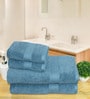 Blue Cotton Solid  500 GSM Bath & Hand Towels Pack of 4 (2 Bath 2 Hand)