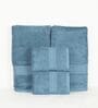 Blue Cotton Solid  500 GSM Bath & Hand Towels Pack of 4 (2 Bath 2 Hand)