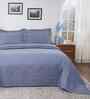 Blue Cotton Solid 110 GSM Double Bed Quilt