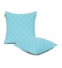 Blue Cotton Solid 18x18 inches Cushion Covers (Pack of 2)
