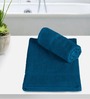 Blue Cotton Solid 350 GSM Hand Towels (Set of 2)