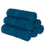 Blue Cotton Solid 350 GSM Face Towels (Set of 6)