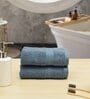 Blue Solid 550 GSM Cotton Hand Towels (Set of 2)