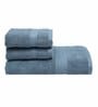 Blue Solid 550 GSM Cotton Towel Sets (Set of 3)