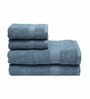 Blue Solid 550 GSM Cotton Towel Sets (Set of 4)
