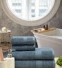Blue Solid 550 GSM Cotton Towel Sets (Set of 4)