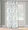 Blue Cotton Solid 7ft Semisheer Rod Pocket Door Curtain (1 Pc)