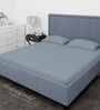 Blue Cotton Solid Finest 300TC Plain Super King Bedsheet with 2 Pillow Covers