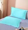Blue Cotton Solid 210TC Plain Set of 2 Pillow Covers